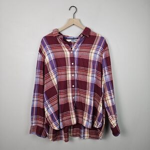 Old Navy Multi Colored Plaid The Classic Shirt Long Sleeve Women XXL